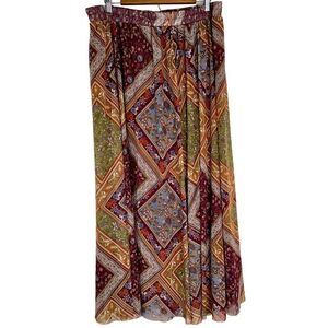 Cato Womens Colorful Patchwork Maxi Skirt Boho Floral Elastic Waist Size 18/20W